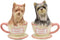 Ebros Ceramic Black And Tan Yorkshire Terriers Yorkie Pet Dogs In Teacups Salt And Pepper Shakers Set