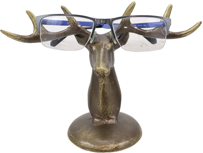 Ebros Aluminum Deer Antlers Bust Eyeglass Spectacle Or Jewelry Holder Organizer