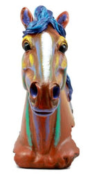 Ebros Gift Wild & Free Colorful Horse Bust Figurine 8.25" H Multi Color Rainbow Hand Painted Faux Wood - Ebros Gift