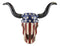 Western Patriotic US American Flag Old Faithful Longhorn Cow Skull Vase Planter
