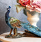Ebros Blue Peacock with Beautiful Train Feathers Decorative Statue 14" Long