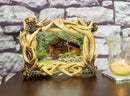Rustic Intertwined Stag Deer Antlers Picture Frame With Easel Back 4"X6" Photo