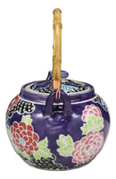 Ebros Space Purple Victorian Colorful Large Floral Blooms 25oz Tea Pot With 4 Cups Set