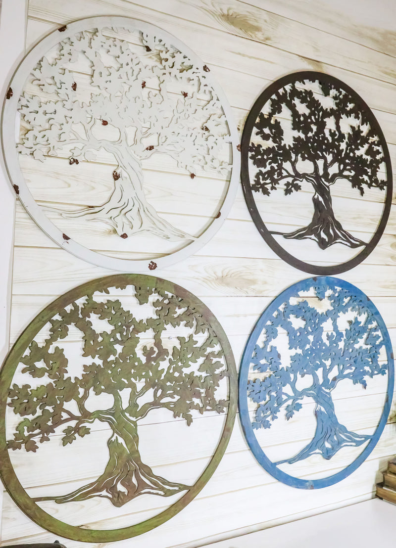 Set Of 4 Colorful 23" Oversized Celtic Tree of Life Medallion Wall Circle Decors