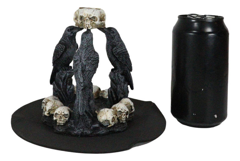 Gothic Wicca Quoth Trio Ravens Nevermore With Skulls Backflow Incense Burner