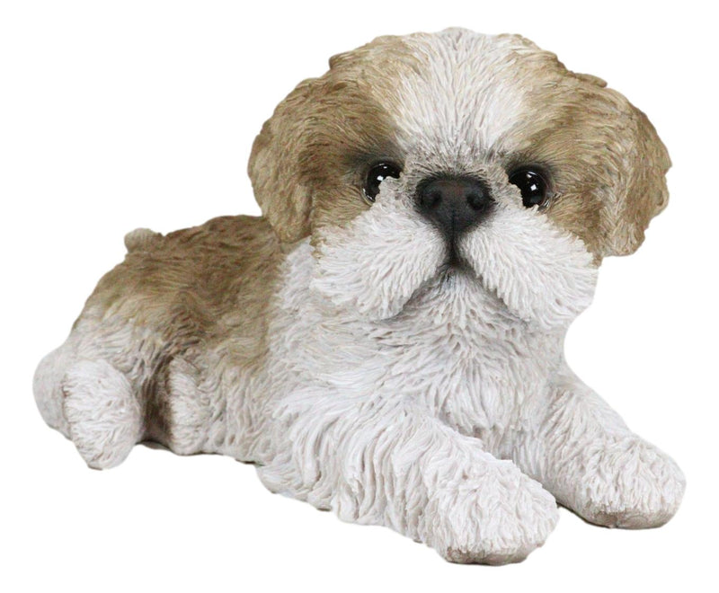 Lifelike Adorable Shih Tzu Dog At Rest With Glass Eyes Figurine Pet Pal Memorial