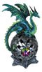Elemental Jade Firnen Dragon Resting On LED Gyrosphere Orb Night Light Figurine