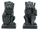 Ebros Stoic Notre Dame Roaring Lion Heart Sword & Shield Bearer Gargoyle Figurine Set