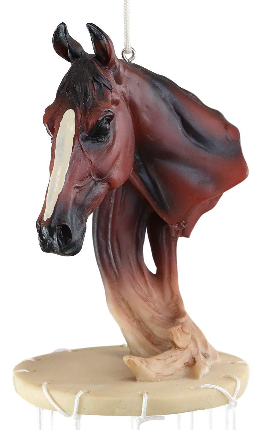 Ebros Western Rustic Chestnut Horse Head Bust With Long Mane Wind Chime Resin Decor - Ebros Gift