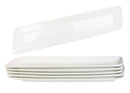 Pack Of 6 Contemporary Slim Rhomboid White Porcelain Serving Platter Plates 14"L