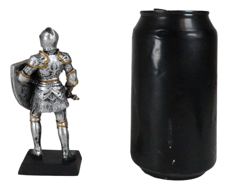 Medieval Knight With Hand Axe and Heraldry Coat of Arms Shield Mini Figurine