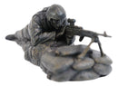 War Marine Scout Sniper Soldier With Long Range Rifle Gun On Tripod Stand Statue