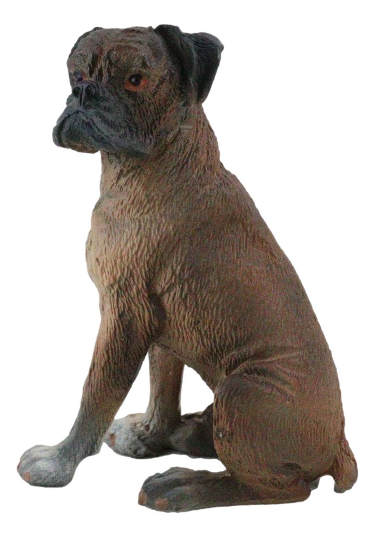 Realistic Pet Pal Adorable Sitting Brindle Boxer Dog Dollhouse Mini Figurine