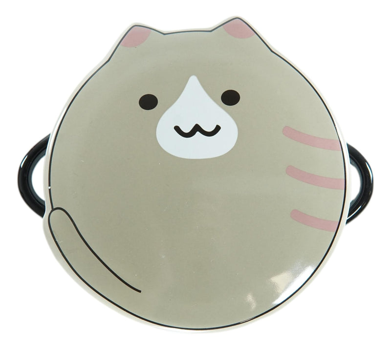 Pack Of 2 Brown Maneki Neko Lucky Cat Porcelain Kids Food Bowls W/ Lid 25Oz