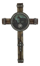 Set Of 3 Rustic Western Star Horseshoe Cowboy Horse And Pistols Wall Crosses