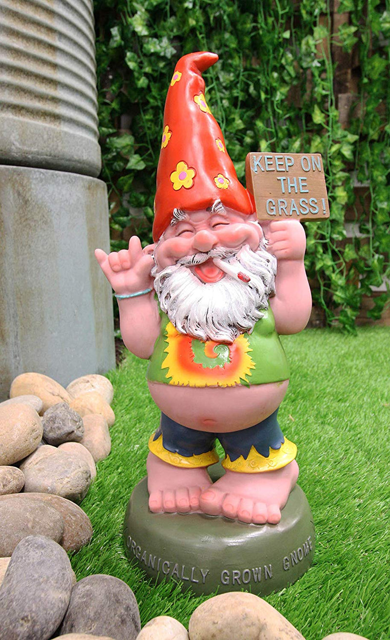 Ebros Free Spirited Hippie Garden Old Fat Mr Gnome Statue Keep On The Grass