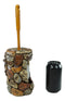 Rustic Solid Rock of Christ Cross Joy Hope Peace Love Toilet Brush & Holder Set