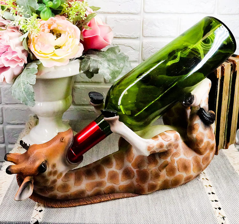 Safari Giraffe Wine Bottle and Salt and Pepper Shakers Holder Kitchen Figurine
