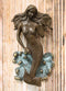 Ebros Solid Brass Metal Hand Painted Bronze Color Nautical Siren Mermaid Surfing Above Sea Waves Door Knocker 6.75" High Decorative Coastal Ocean Goddess Sculpture
