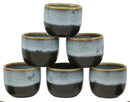 Ebros Gift Contemporary Army Green And White Shades Of Loyalty Glazed Ceramic Pottery Heaven And Earth 'Ten To Ji' Design Japanese Rice Wine Sake Ochoko Cup Pack of 6 Cups