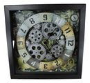 11" Square Steampunk Industrial Sci Fi Desktop Or Wall Clock With Spinning Gears