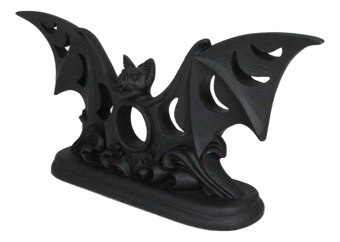 Lunaeca Gothic Lunar Moon Phases Cutout Winged Vampire Bat Votive Candle Holder