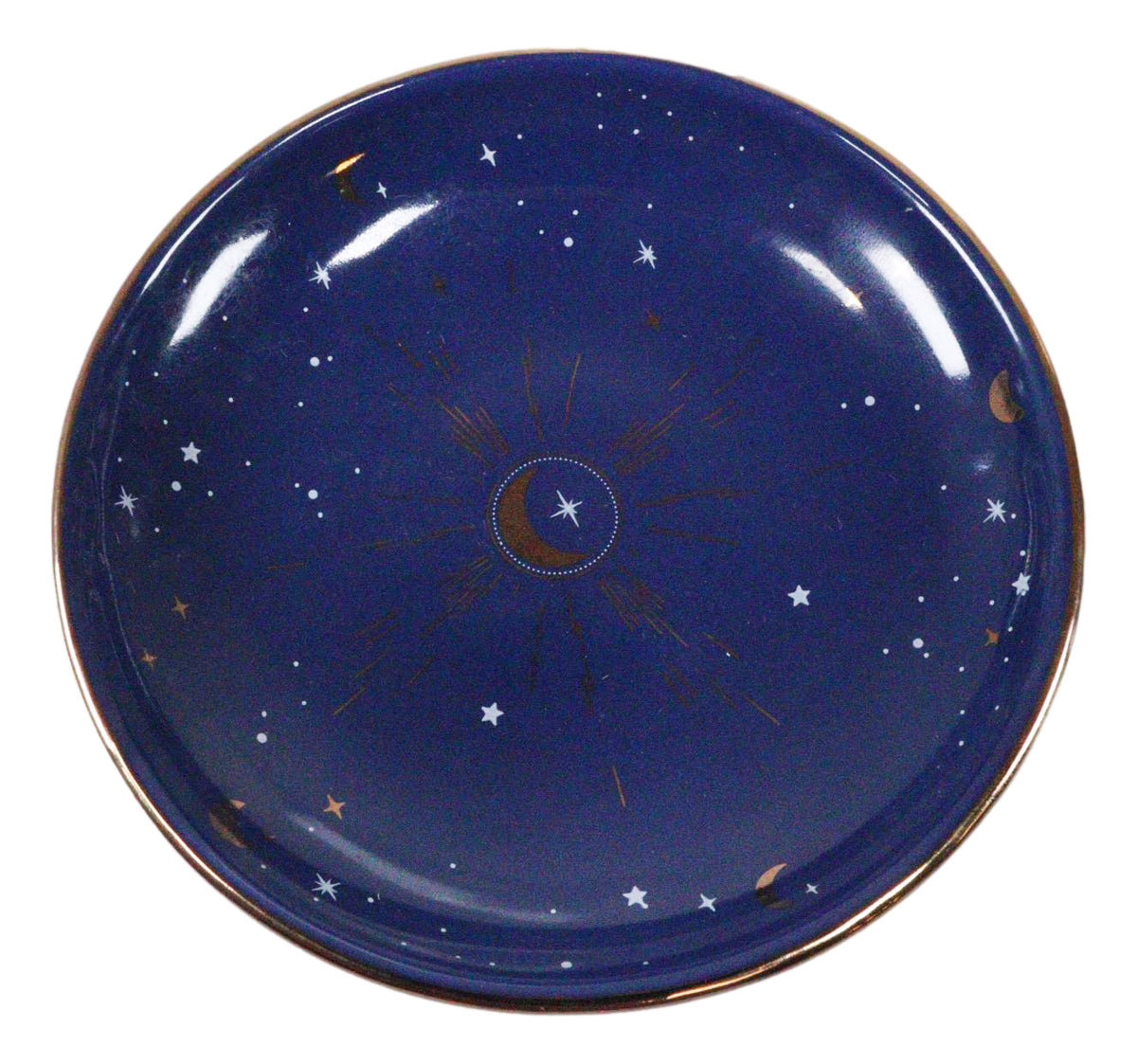 Wicca Astrology Constellation Blue Crescent Moon And Stars Trinket Jewelry Dish