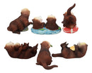 Ebros Colorful Nautical Pacific Sea Otters Family Miniature Figurines Set of 6