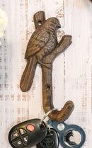Pack Of 2 Cast Iron Rustic Western Bird Perching On Tree Twig Branch Wall Hook