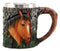 Wildlife Equine Chestnut Horse Coffee Mug With Rustic Tree Bark Design 12oz