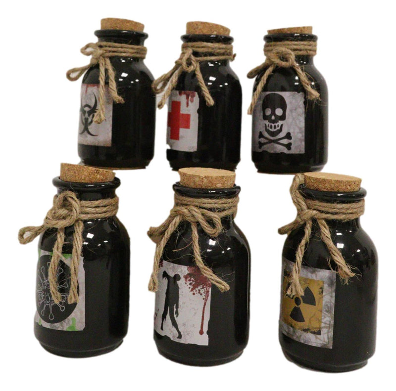 Pack Of 6 Ceramic Magic Voodoo Apothecary Mad Doctor Potion Bottles Props