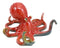 Ebros Marine Life Nautical Red Octopus Figurine 6"L Kraken Sea Monster Octopus Statue