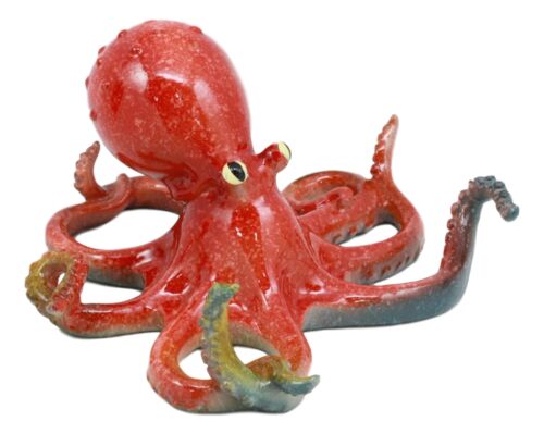 Ebros Marine Life Nautical Red Octopus Figurine 6"L Kraken Sea Monster Octopus Statue