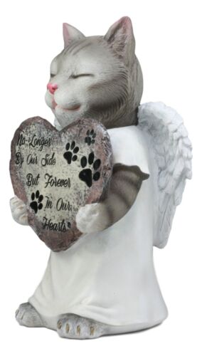 Celestial Angel Grey Cat In White Tunic Robe Pet Memorial Figurine Inspirational