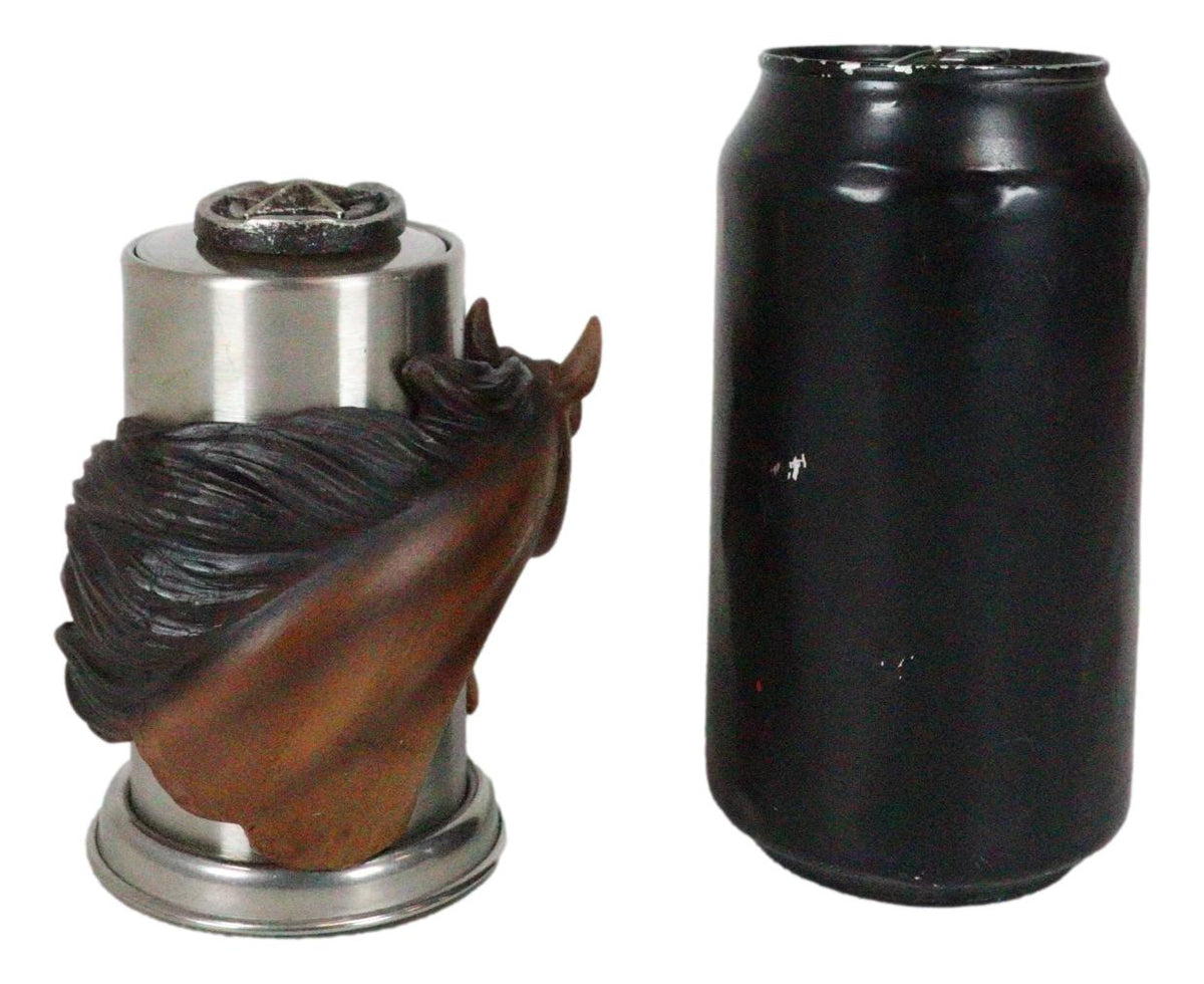 Rustic Western Country Chestnut Horse Horseshoe Spring Barrel Toothpick Holder