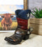Rustic Western Cowboy Faux Leather Texas State Flag Boot With Spur Pen Holder
