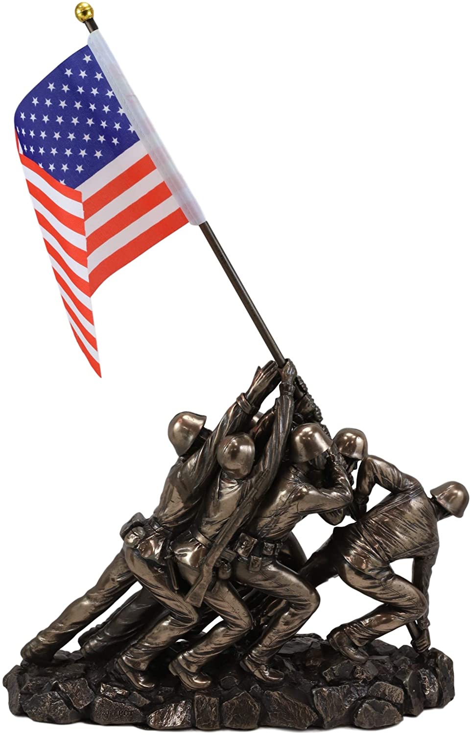 Ebros Iwo Jima 6 Marines Raising USA Flag Memorial Replica 12" Long Figurine - Ebros Gift