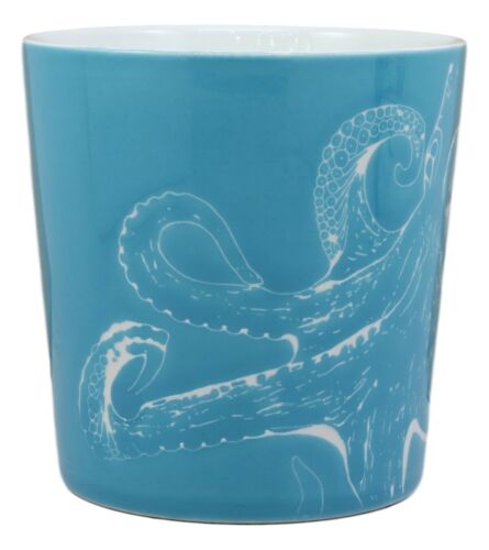 Ebros Nautical Ocean Marine Octopus Beverage Blue Stoneware Ceramic Mug Decor