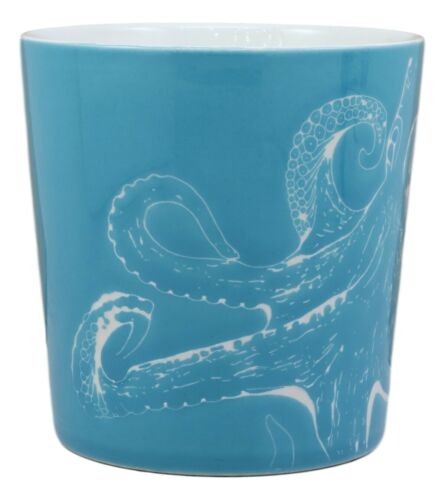Ebros Nautical Ocean Marine Octopus Beverage Blue Stoneware Ceramic Mug Decor