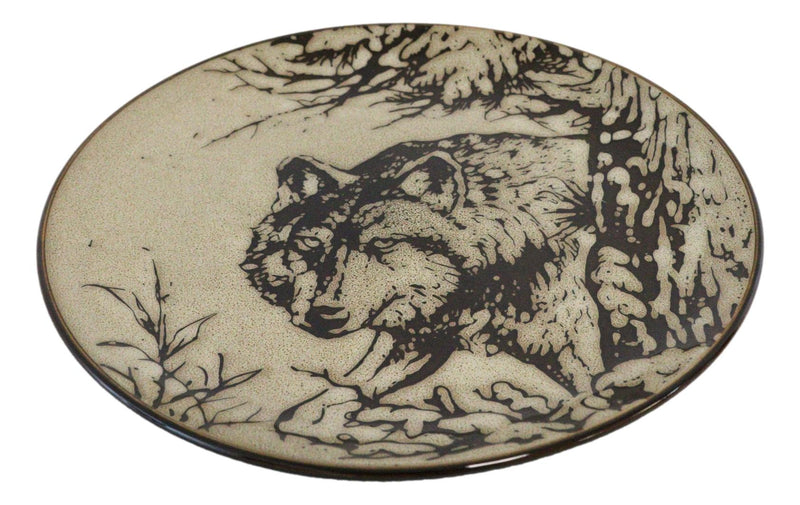 Pack Of 2 Rustic Western Forest Spirit Gray Wolf Salad Appetizer Plates 8.75"D