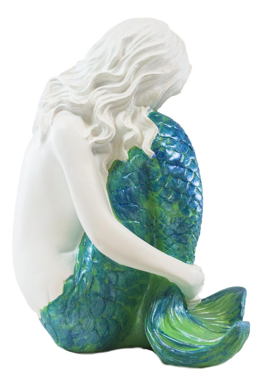 Ebros Marine Ocean Lovesick Mermaid With Blue Green Ombre Tail Sitting Statue