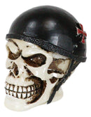 Day of The Dead Biker Skull Skeleton with Red Cross Black Helmet Mini Figurine