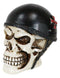 Day of The Dead Biker Skull Skeleton with Red Cross Black Helmet Mini Figurine