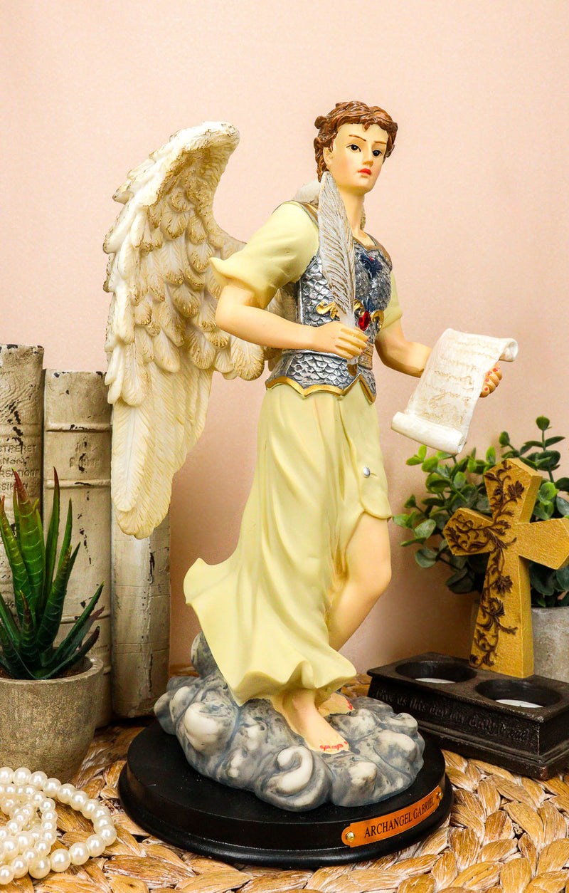 Ebros Byzantine Archangel Saint Gabriel with Brass Name Plate Wooden Base 12"H