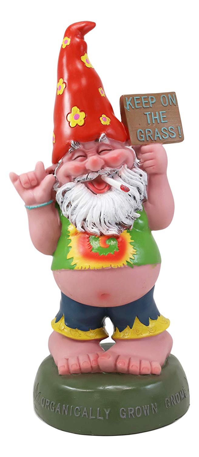 Ebros Free Spirited Hippie Garden Old Fat Mr Gnome Statue Keep On The Grass