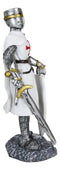 White Cloak Medieval Crusader Swordsman With Shield Of Faith Knight Figurine