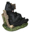 Rustic Western Forest Drunk Black Bear Smoking Pipe And Drinking Beer Figurine