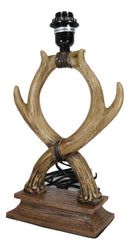 Western Rustic Vintage 2 Entwined Stag Deer Antlers Sculptural Table Lamp Decor