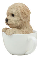 Ebros Realistic Brown Poodle Puppy Teacup Statue Pet Pal Dog Figurine With Glass Eyes
