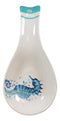 Nautical Marine Blue White Seahorse Ceramic Kitchen Utensil Holder Spoon Rest